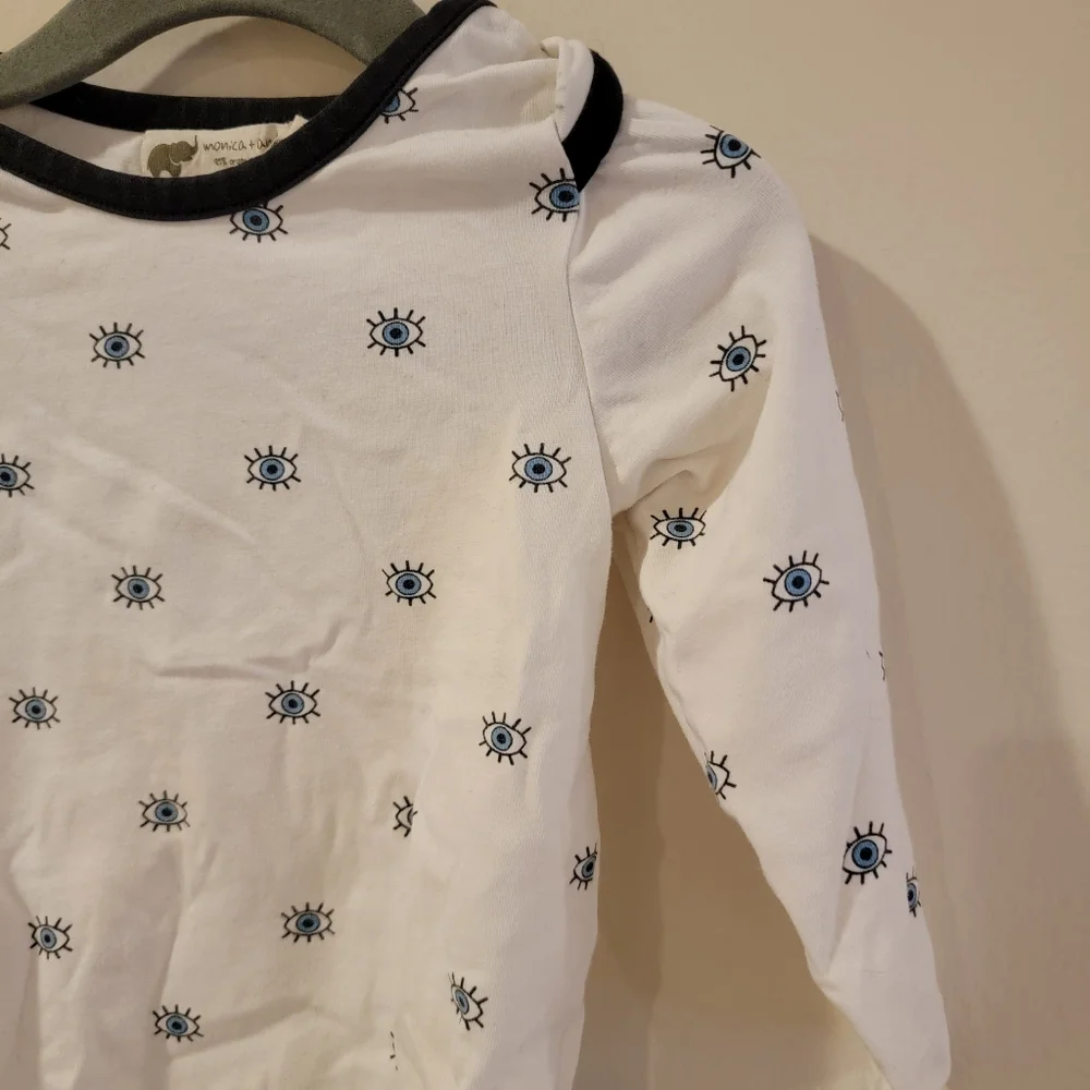 Rare Monica and Andy Evil Eye shirt long sleeve onesie size 12-18m